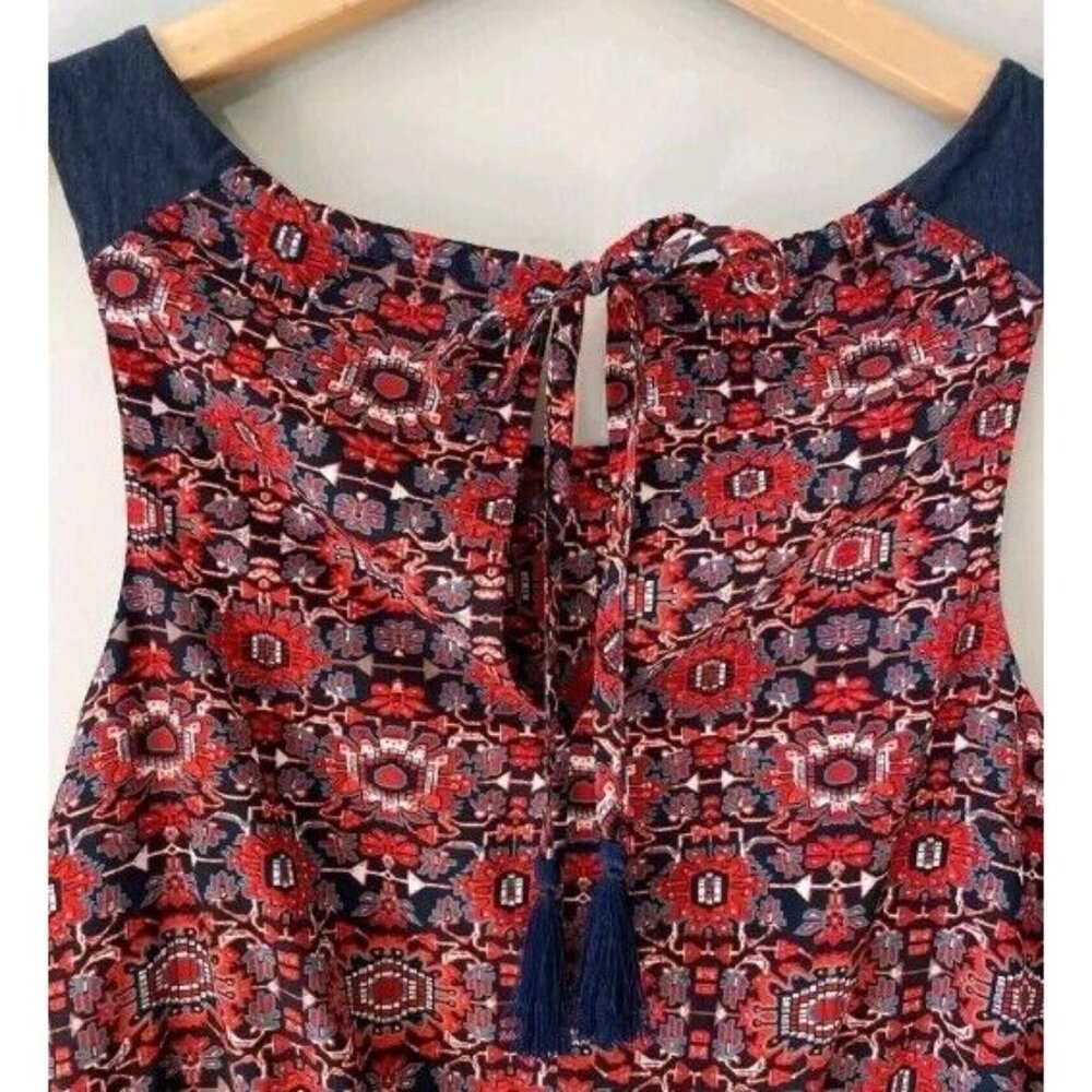 Athleta Dress NWT Martinique Sleeveless Tassel Keyhole Sz Medium Bold Pattern - Picture 11 of 16